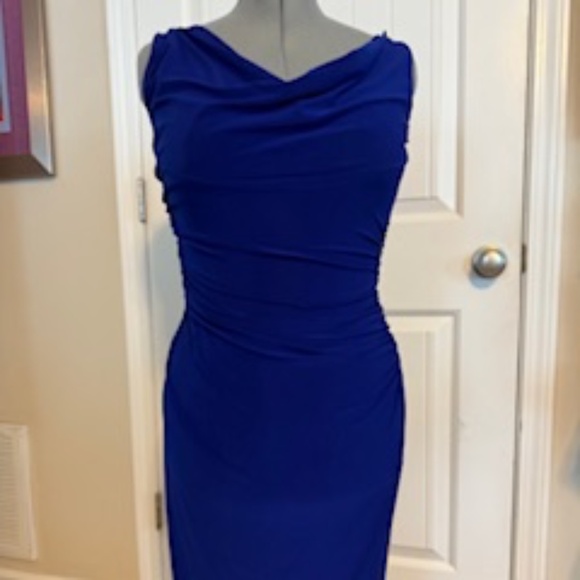 Lauren Ralph Lauren Royal Blue Draped Cocktail Dress – Size 6 - Picture 1 of 3